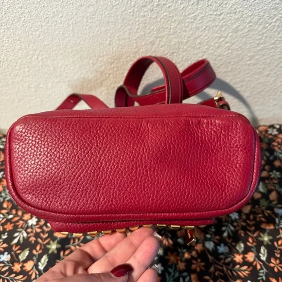 Michael Kors Red Leather Mini Backpack Handbag EUC - Picture 3 of 13